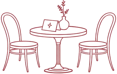 Illustration of a bistro table set for two